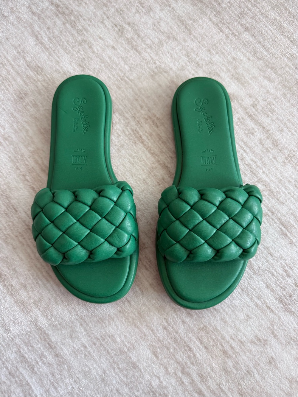 Seychelles Braided Green Slide Sandals